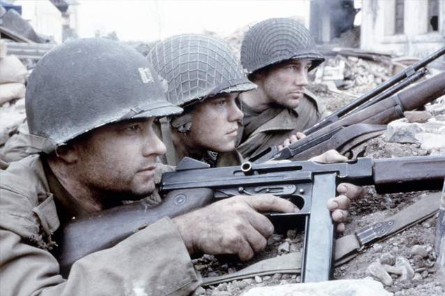 Tom Hanks, Matt Damon and Edward Burns in Saving Private Ryan